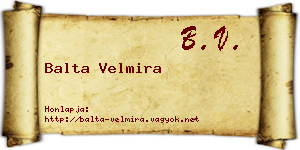 Balta Velmira névjegykártya